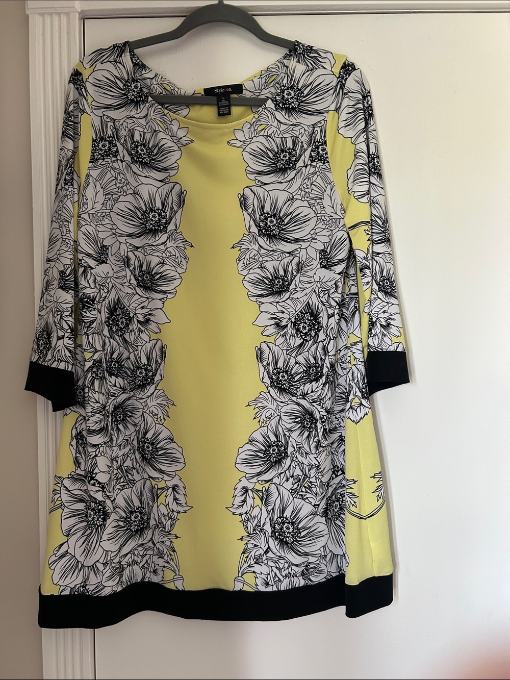 Style & Co. Yellow Floral Shift Dress size L